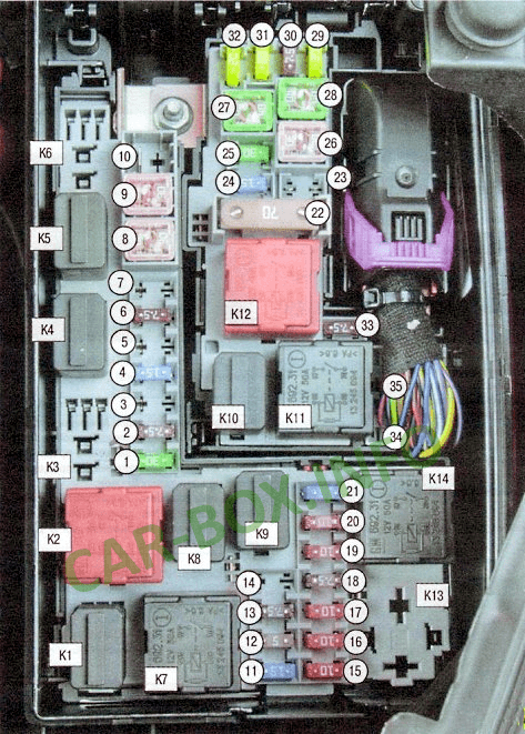 Fuse Box Diagram Opel / Vauxhall Corsa D, 2006 - 2014