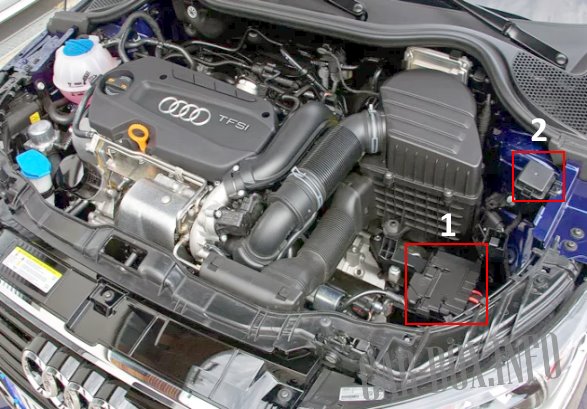 Places for installing the fuse board and relay box in the engine compartment of the car.